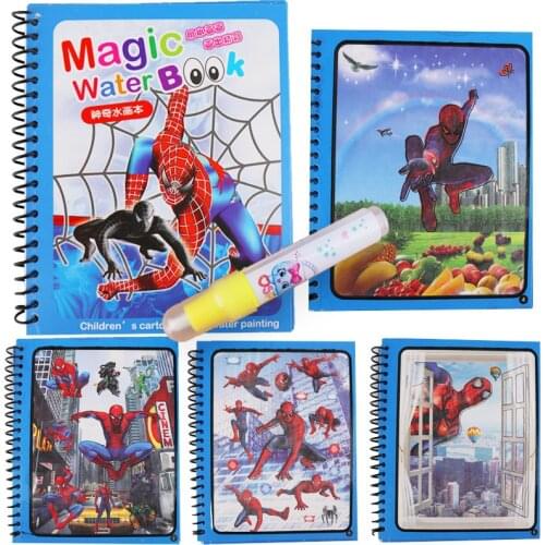 Spiderman Montessori Painting Drawing Board For Kids Toys Coloring Book Doodle Magic Pen Magic Water Drawing Book Birthday Gift