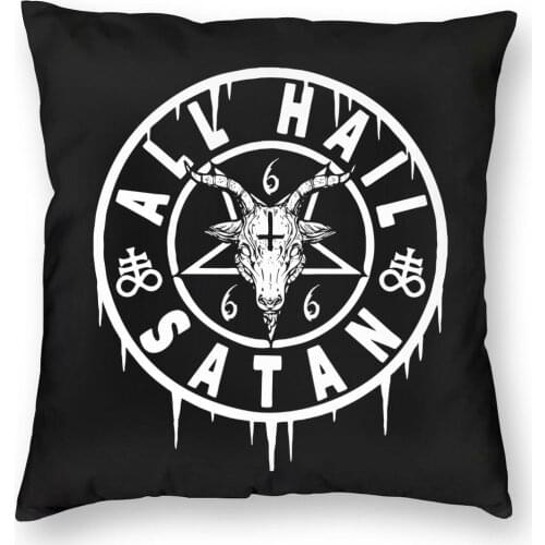 All Hail Satan Baphomet Satanic Occult Pillow Case Home Decor Satanic Cushion Cover Throw Pillow for Car Double-sided Printing