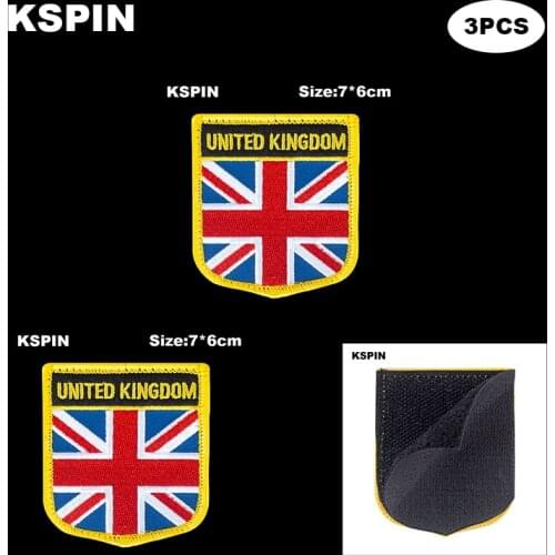 National Flag Patch Hook Loop United Kingdom Badges Armband 3D Stick on Jacket Backpack Stickers