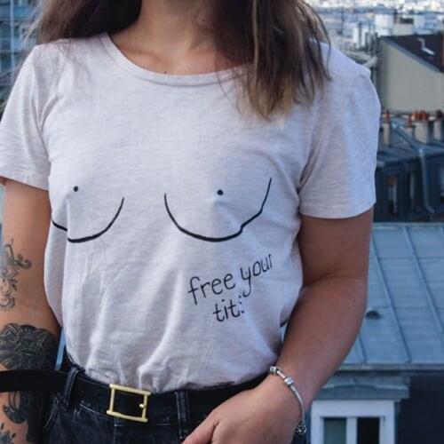 Free your tits T-Shirt 100% Cotton aesthetic women graphic fashion funny unisex vintage hipster art tshirt top tee Drop Shipping