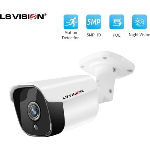 LSVISION 5MP Security Bullet IP Camera POE Outdoor Waterproof IP66 CCTV Camera P2P Video Surveillance Home for POE NVR