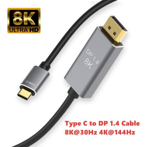 USB C to Displyport 8K cable Thunderbolt 3 TypeC to DisplayPort 1.4 alloy connector 8K@30Hz 4K@144Hz UHD XDR for laptop MacBook