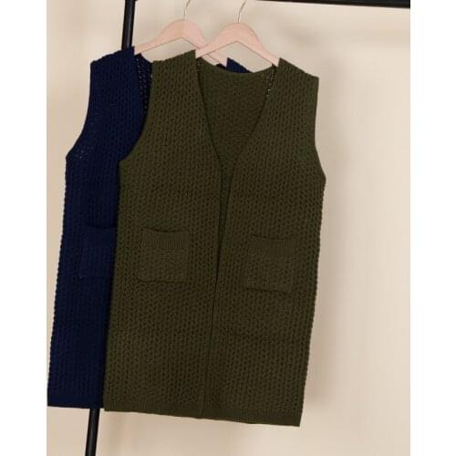 Korean style fashion cropped jackets outerwear for womens 2021 knitted sweater black brown button up vests top waistcoat coats