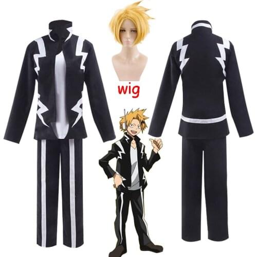 My Hero Academia Kaminari Denki Boku no Hero Academia Cosplay Costume 3 Piece Set T-shirt + Pants + Jacket + Wig Halloween