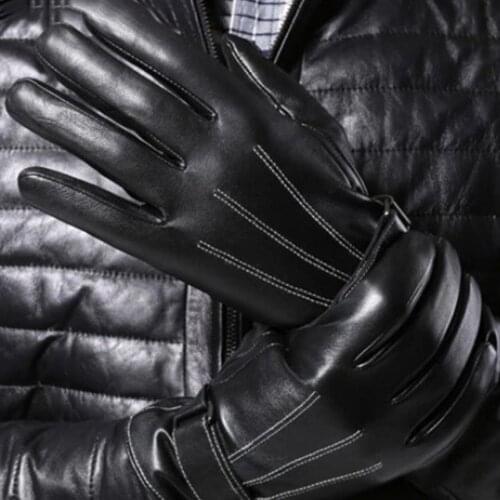 Touch Screen Leather Gloves Mens Upgrade Leather Gloves Touch Screen Sheepskin Mens Leather Gloves Seven-character Mens