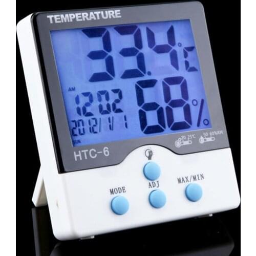 20pcs/lot 5 in 1 Multi-function LCD Digital Temperature Instruments with Alarm Clock Calendar Weather Moisture Meter