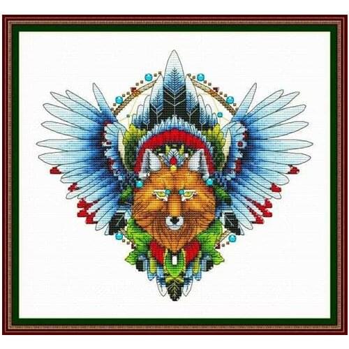Fox in the dream catcher cross stitch package animal 18ct 14ct 11ct cloth cotton thread embroidery DIY handmade needlework