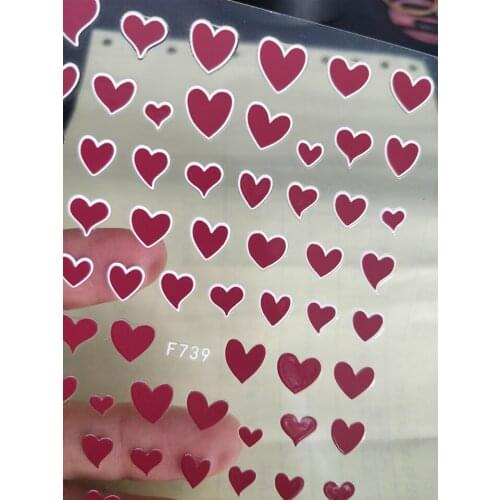 New 3D Nail Sticker Sweet Red Love Heart Nail Art Decorations Foil Decals Manicure Sliders Accessories