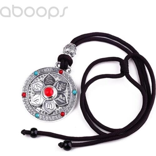 Vintage 999 Sterling Silver OM MANI PADME HUM Mantra Spinner Pendant for Men Women,Free Shipping