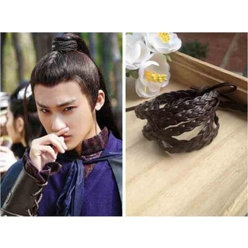 Hanfu Headbands For Men Chinese Traditional Headdress Men Cosplay Male Hanfu Leather Braided Headband Headbands For Men/Women