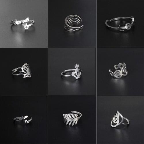 Simple Stainless Steel Rings Adjustable Multiple Hollow Jewelry Men Women GIrl Wedding Charm Accessories Gift Dropshippiing
