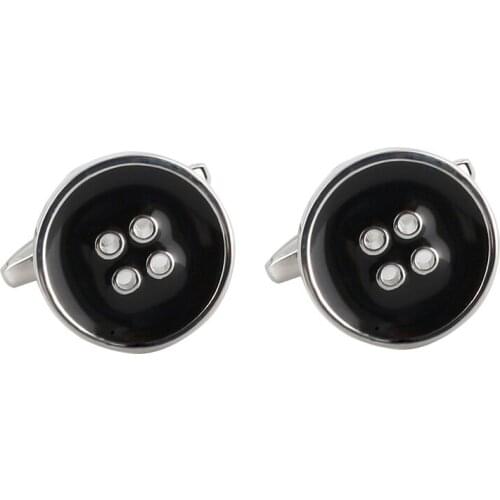 Simple Unisex Tailcoat Cufflinks High Quality Metallic Black Enamel Cufflinks Round Clothe Cuff Links Groomsmen Gift Box