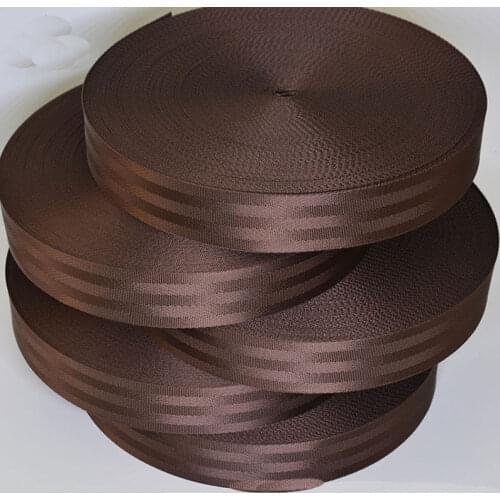 38mm Quality 2M Stripe Nylon Ribbon Car Safety Belt Backpack Bag Parts Black Coffee Webbing Car seat belts pet belts tow belt