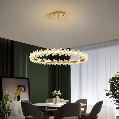 Modern LED Chandelier Crystal Ring Chandelier Indoor Lighting Luster Loft Light For Living Room Bedroom Round Fixture Lights