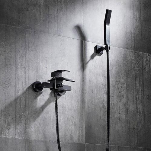 Vidric Wall Mounted Bathroom Faucet Black Oil Brushed Bath & Shower Faucet hand held Shower Faucet Sets Bathtub Faucet Set