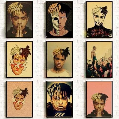 XXXTentacion Rap Hip Hop Music singer retro posters kraft wall paper High Quality Painting For Home Decor wall stickers