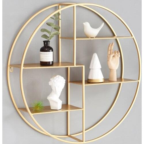 Iron wall shelf wall hanging living room bedroom rack decoration round storage holder suitable restaurant hair salon