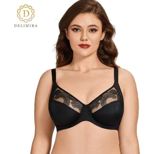 Womens Sheer Sexy Lace Bra Non Padded Underwire Support Plus Size Full Figure