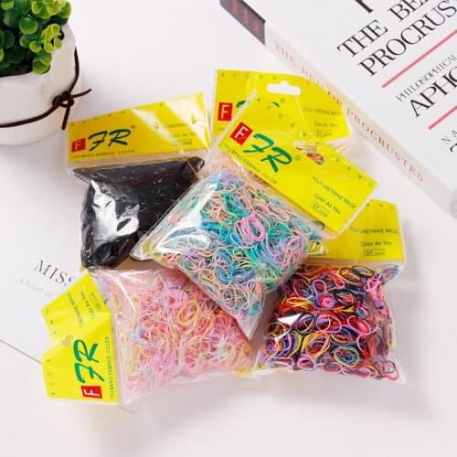1000Pcs/Pack 2021 New Candy Colors No Hurt The Hair Rope High Elastic Child Baby Girl Hair Loop Hair Accessories Headwear