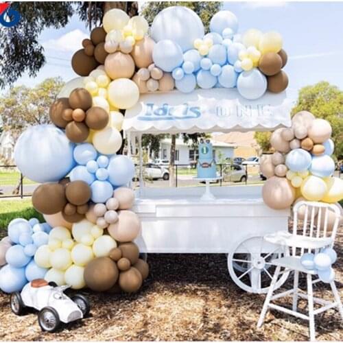 133pcs Coffee Brown Latex Balloons Arch Kit Macaron yellow blue Color Garland Arch Birthday Party Wedding Decorations Backdrop