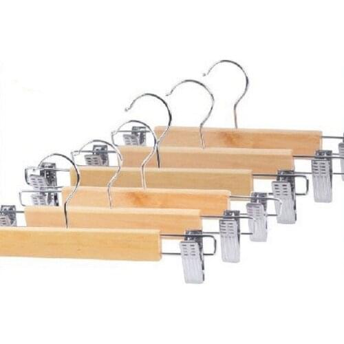 2pcs/lot New Solid Wood Multifunction Hangers Trousers Rack for Pants Folder Clip Pant Wood Hanger OK 0208