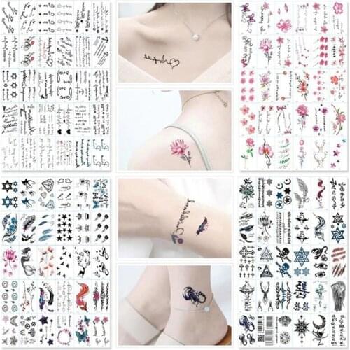 30pcs Temporary Tattoos on the Body Waterproof Fake Tattoo Sticker Art Letter Black Symbol Temporal Tattoos