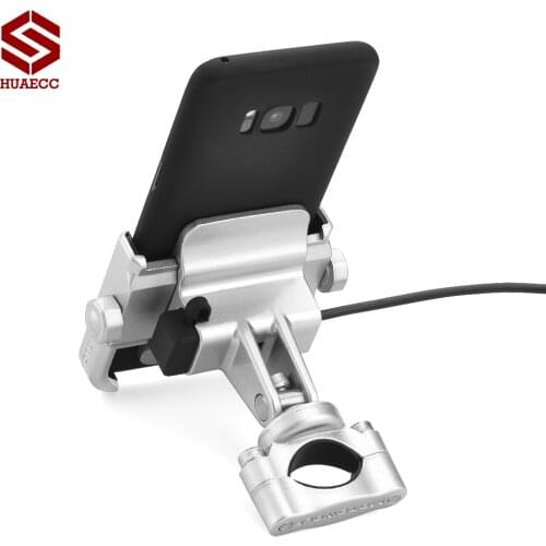 4-6.6inches Motocross Bicycle Biker Side Rear view Mirror Handlebar Phone Holder Mount USB charger For GPS cell phones