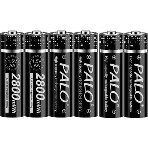 6pcs 1.5V AA lithium battery 2800mWh stable voltage rechargeable battery AA 1.5V lithium ion battery for shaver, toy, camera