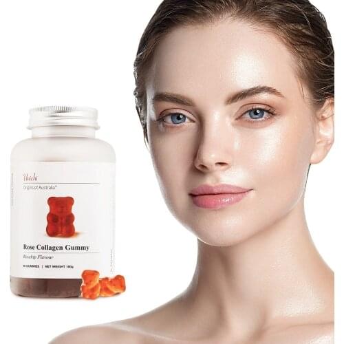 Australia Unichi Rose Marine Collagen 60Gummies Sugar Free Women Healthy Nail Skin Elasticity Beauty Supplement Anti-ageing Pill