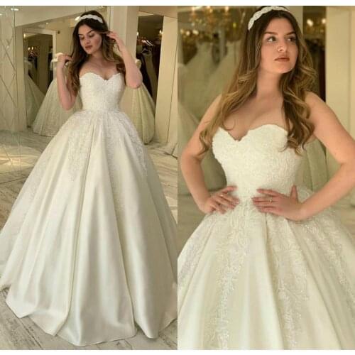 Plus Size Ball Gown Wedding Dresses Sexy Sweetheart Lace Appliques Bridal Gowns Sweep Train Custom Made Formal Dress vestidos