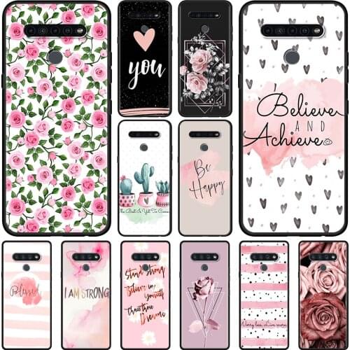 Phone Shell For LG K71 K61 K52 K50s K50 K42 K41s K40s K40 G8 G7 ThinQ G6 Case Rose Pink Pattern Fundas