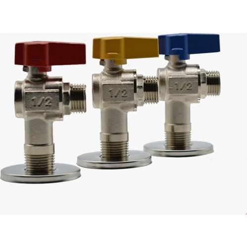 DN15 DN20 Large Flow Full Bore Triangle Valve Ball Core Valve Copper Electroplated 1/2" 3/4" Male For Water Heater Natural Gas