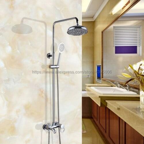 Bathroom 8" Rainfall Shower Faucet Set Single Handle Bath Shower Mixer Taps Wall Mounted with Handshower Bcy338
