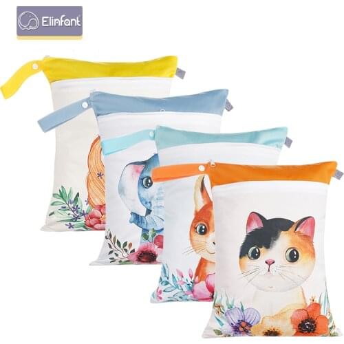 Elinfant 18*25cm Waterproof PUL Wet Bag Reusable Mommy Cloth Nappy Bag
