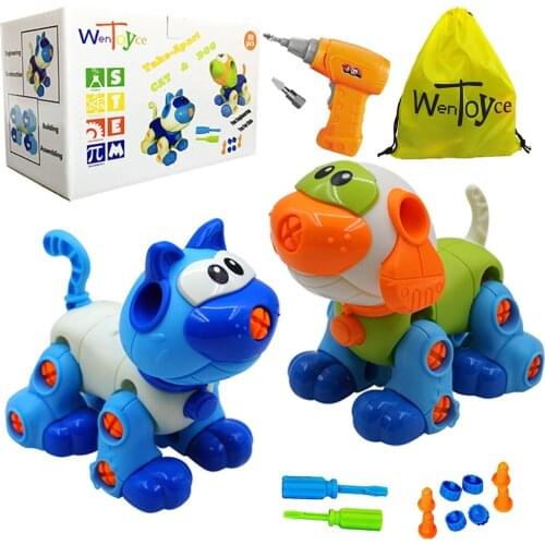Cat Dog Animal Take Apart Toys,Baby Toddler DIY Building Construction Stem Learning Toy Blocks Puzzle Set for Boys Girls gift