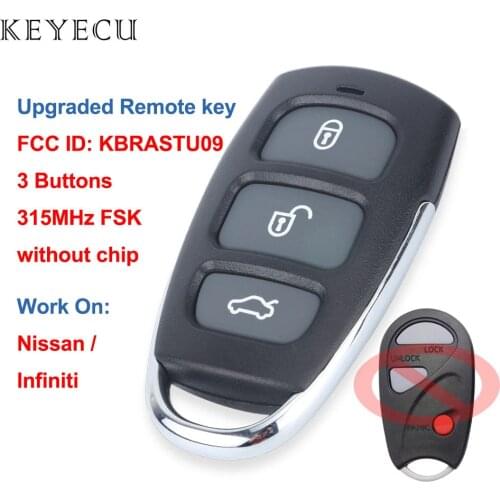 Keyecu Upgraded Remote Car Key Fob 315MHz FSK 3 Buttons for Nissan Pathfinder for Infiniti QX4 1998 1999 2000 FCC ID: KBRASTU09