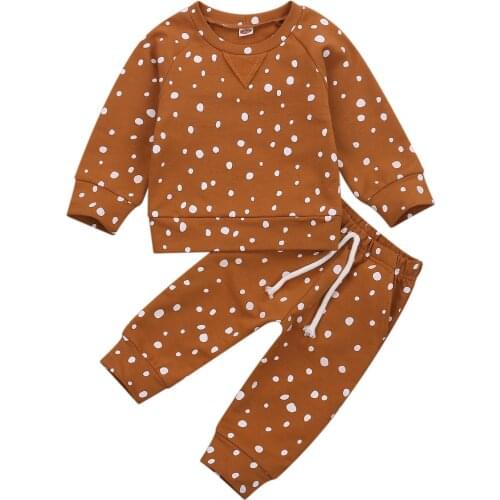 Baby Boy Girl Clothes Set Autumn Cotton Casual Polka Dot Long Sleeve Tops+Pants for 0-24M Nightwear Baby Sleepwear Baby Clothes