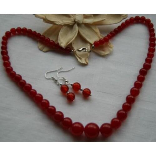 New hot Handmade red ruby natural gem stone jewellery set necklace and earrings