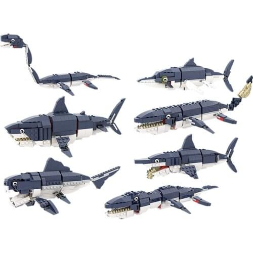 MOC 31088 Prehistoric Sea Creatures Shark Set Building Blocks Deep Sea Fish Model Creature Marine life Assembly Toy For Children
