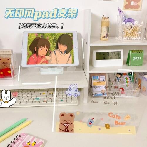 Kawaii Cartoon Girl Transparent Acrylic Tablet Stand Desktop Support Student Portable Phone Stand Memo Message Board