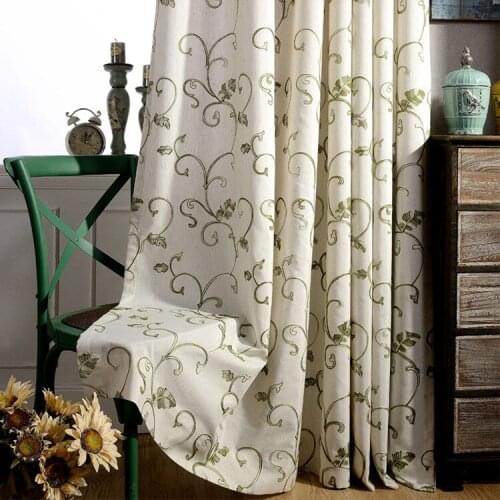 New Curtain Modern Simple Cotton and Linen Embroidery Finished Product Customization Curtains for Living Dining Room Bedroom