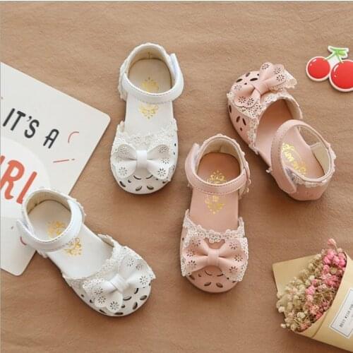 Newest Summer Kids Shoes 2020 Fashion Leathers Sweet Children Sandals For Girls Toddler Baby Breathable Out Bow Shoes