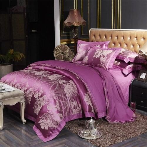 2020 new products Cotton Satin Jacquard bed sheet set Quilt / Duvet Cover Bed Set luxury bedding king size 4-piece set