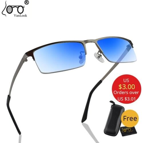 Anti Blue Ray Computer Glasses For Men Fashion Optical Frames Oculos De Grau Rectangular Stainless Steel Spectacles UV400