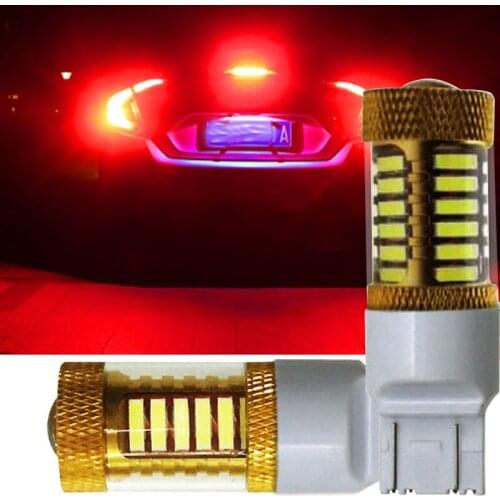Wholesale 100 piece /lot T20 W21W LED W21/5W LED 7443 LED Bulb 580 Car lamp 7014 24smd Brake Reverse Light 12V Lamp tail Signal