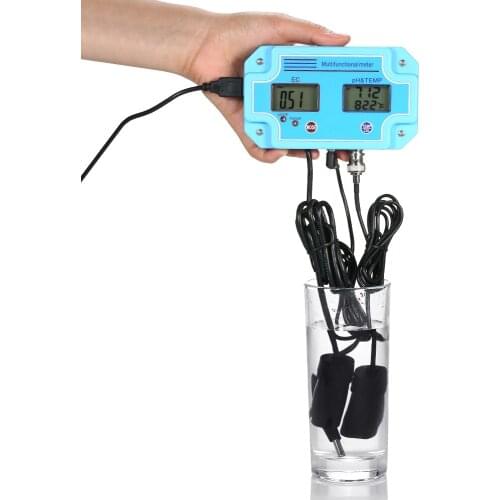 3 in 1 pH Meter Digital EC/TEMP Tester Water Quality Meter Monitor Multi-parameter LCD Water Detector Water Quality Tester