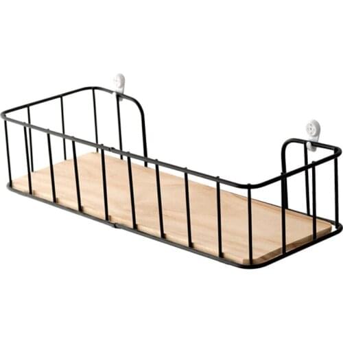 European Wrought Iron Wooden Wall Rack Ornaments Living Room Kitchen Wall Decoration Storage Shelf Home Finishing Wall Hanging