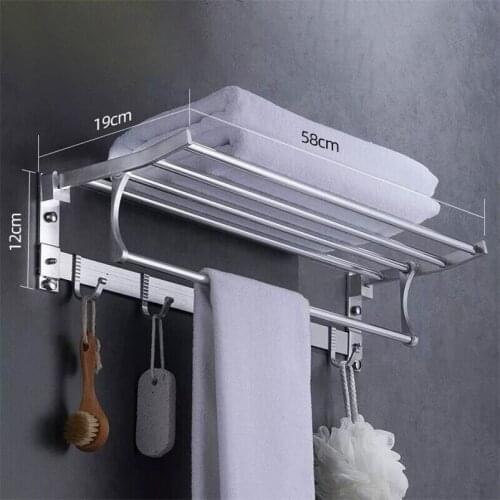 Towel Rack Wall Mounted Foldable Aluminum Organizer Towel Holder Bathroom Wall Shelf For bathroom equipment bathroom a