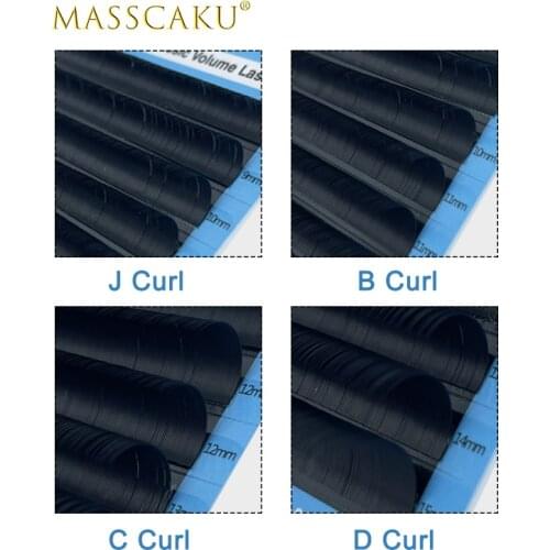 MASSCAKU Individual Classic Makeup Eyelash Extensions Manual Fans-Making Volume Lashes Matte Black High Quality Soft Natural