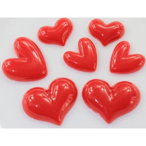 20/50pcs Various Size Resin Hot Red Heart Flat back Cabochons For Hair Bow Center Scrapbooking Embellishment DIY